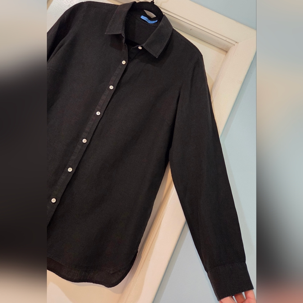 Women's J. McLaughlin Black Britt Linen Blouse, Size L - Picture 8 of 13
